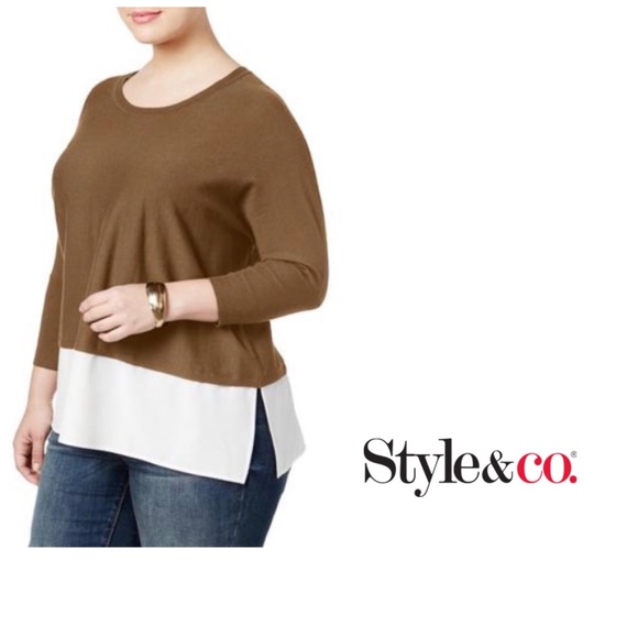 Macy's Sweaters - Macy’s Style &Co. Layered Exposed Zipper Sweater